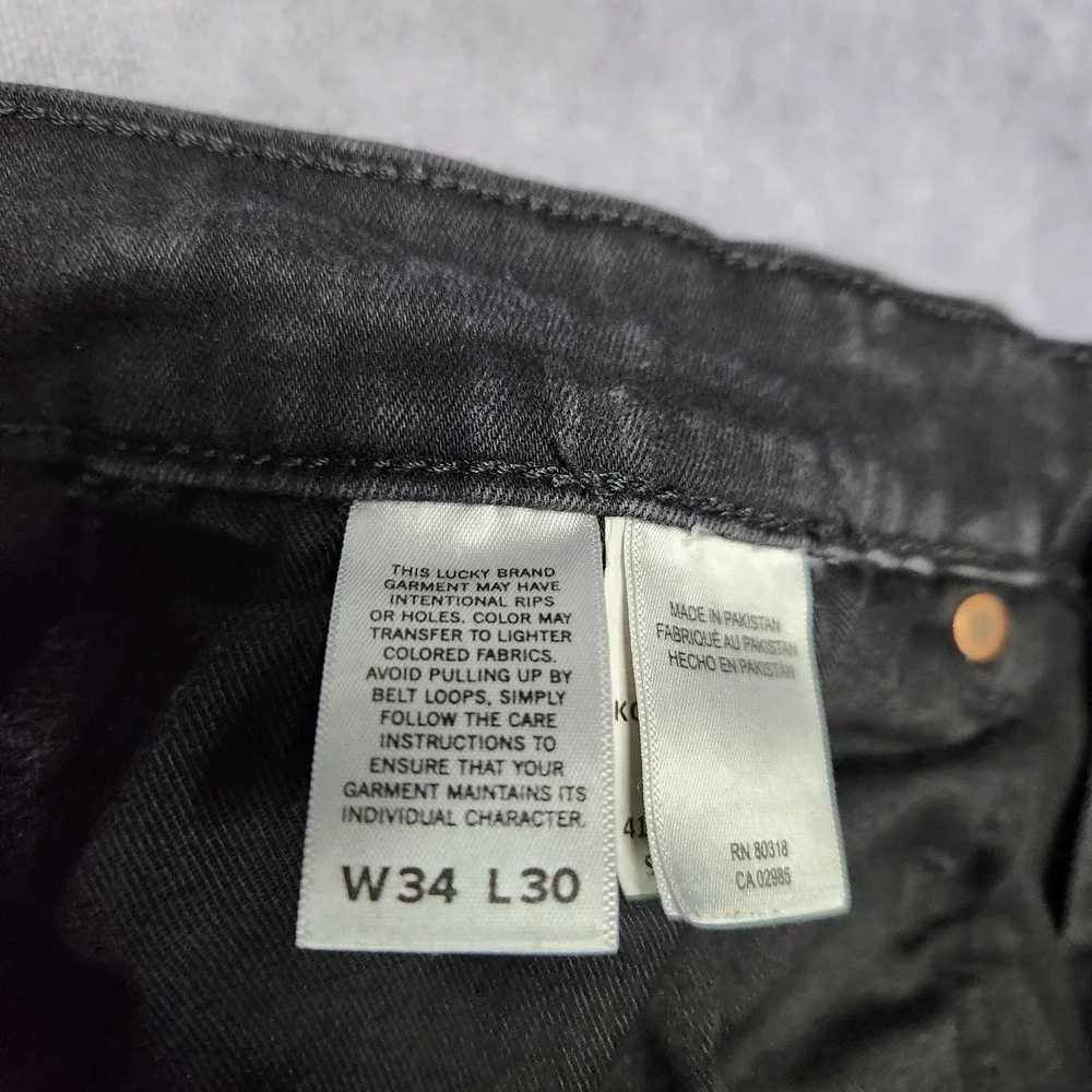 Lucky Brand 410 Athletic Straight Black Denim Jeans Men's‎ 34x30 Stretch